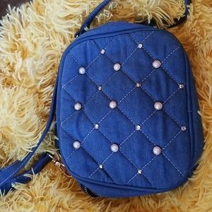 Denim Studded Camera Purse